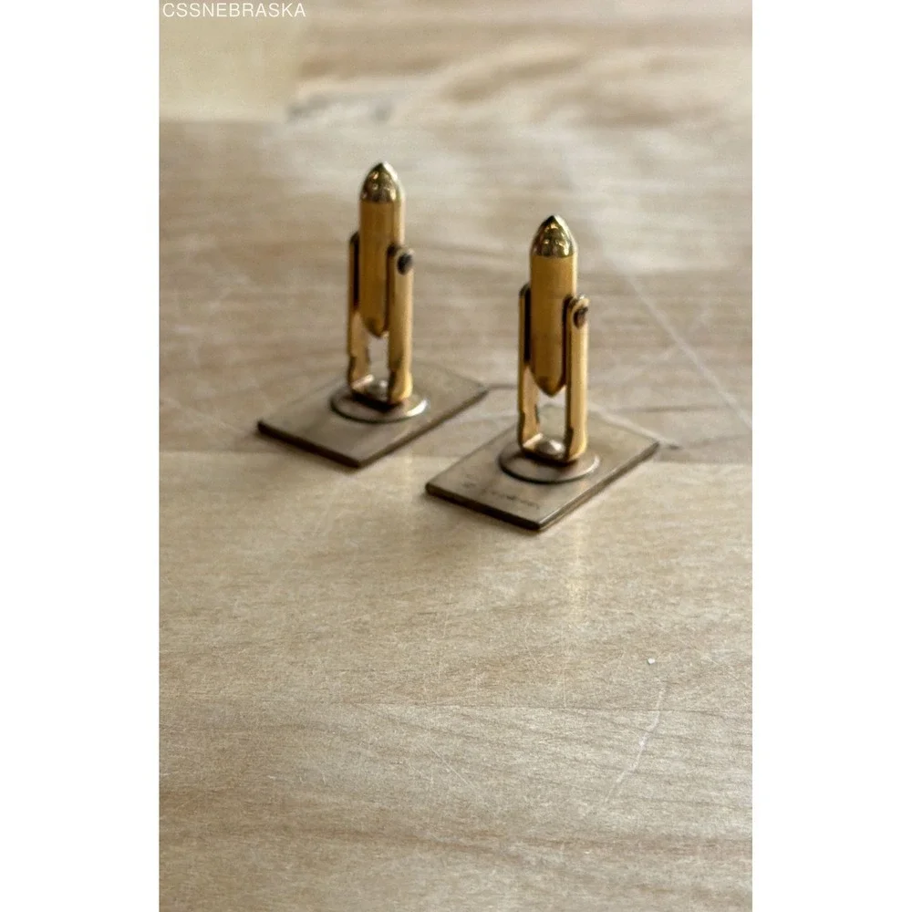 Vintage Mid-Century 12K Gold Filled GF Engraved Geometric Rectangle Cufflinks